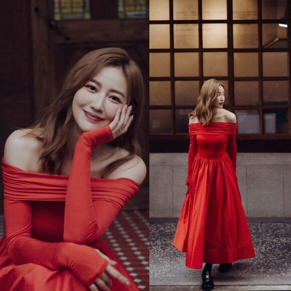 Alice + Olivia Chara Flared Midi Dress Off the Shoulder Bright Ruby Red 4 - Picture 16 of 16